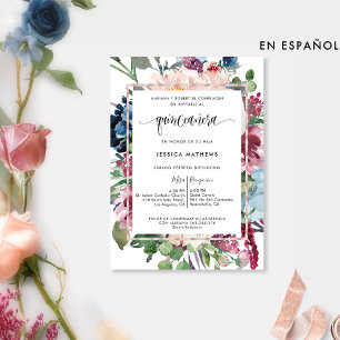 Spaans, Elegant Pastel Floral Quinceañera Kaart