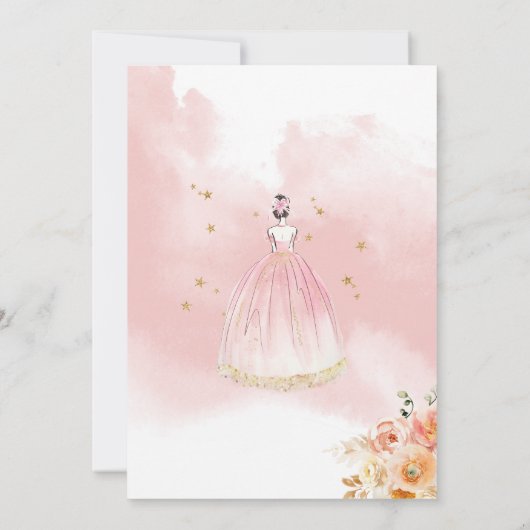 Spaans, Elegant Pink Floral Quinceañera Kaart (Achterkant)