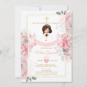 Spaans Elegant Schattige Meisje Primera Comunión Kaart (Voorkant)
