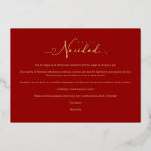 Spaans Elegant start Lijst Feliz Navidad Script Folie Feestdagenkaart (Achterkant)