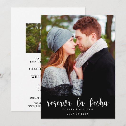 Spaans Elegant Verticale Foto slaat de datumkaart  Save The Date (Voorkant / Achterkant)