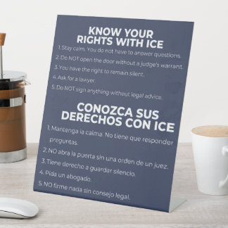 Spaans en Engels Ken Je Rechten ICE Reclamebord Met Voetstuk