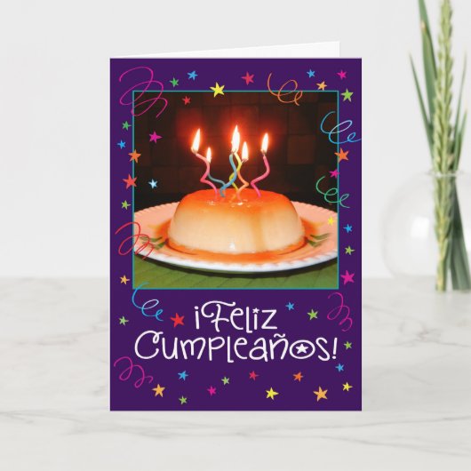 Spaans/Engels "Flan-tastico" Birthday Card Kaart (Voorkant)