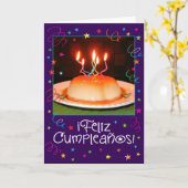 Spaans/Engels "Flan-tastico" Birthday Card Kaart (Gele Bloem)