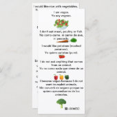 Spaans Engels: Phrases Vegan Cheat sheet card (Voorkant / Achterkant)