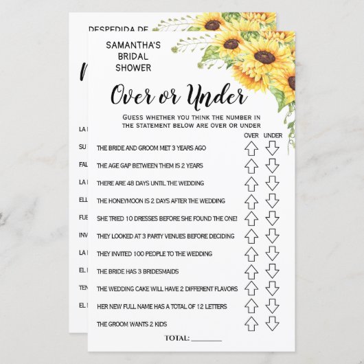 Spaans engels spel in het vrijgezellenfeest (Voorkant / Achterkant)