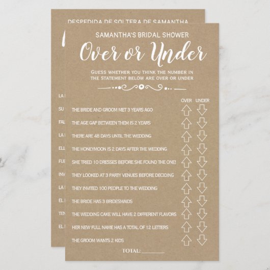 Spaans engels spel in het vrijgezellenfeest (Voorkant / Achterkant)