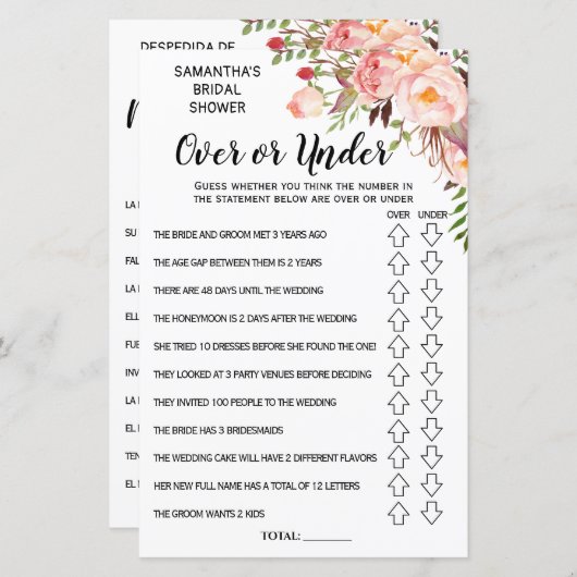 Spaans engels spel in het vrijgezellenfeest (Voorkant / Achterkant)