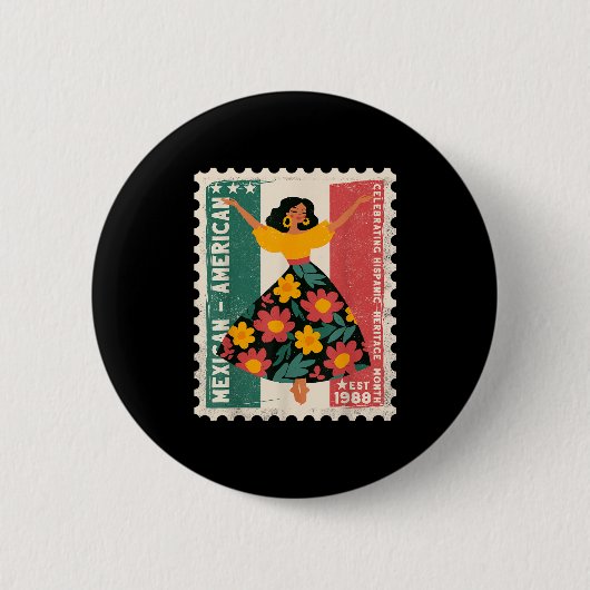 Spaans erfgoed Mexicaans-Amerikaanse Bloemendanser Ronde Button 5,7 Cm (Voorkant)