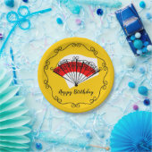 Spaans Fan Border Verjaardagspapier bord (Feest)