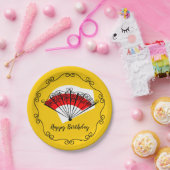 Spaans Fan Border Verjaardagspapier bord (Feest)