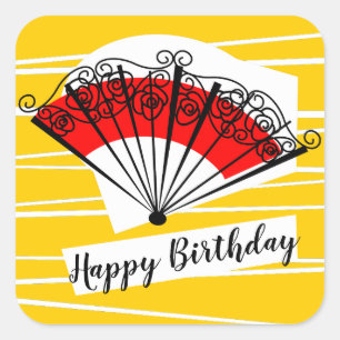 Spaans Fan Happy Birthday vierkant Vierkante Sticker