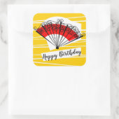 Spaans Fan Happy Birthday vierkant Vierkante Sticker (Tas)
