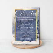 Spaans Fancy Blauw Goud Tea Party 80ste Verjaardag Kaart