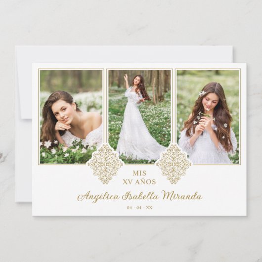 Spaans Fancy Mijn XV jaar 3 Fotografie-effect Kaart (Voorkant)