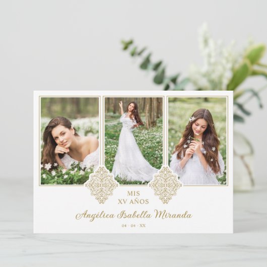 Spaans Fancy Mijn XV jaar 3 Fotografie-effect Kaart (Staand voorkant)