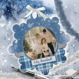 Spaans Feliz Navidad Elegante Azul Vakantie Kaart