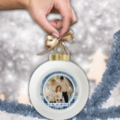 Spaans Feliz Navidad Elegante Azul Vakantie Keramische Bal Ornament