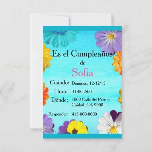 Spaans: Fiesta de cumpleaños — Invitación Kaart (Achterkant)
