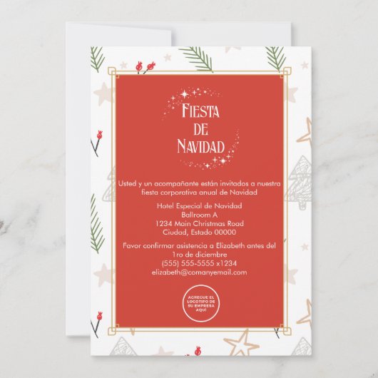 Spaans Fiesta de Navidad Corporate Christmas Kaart (Voorkant)