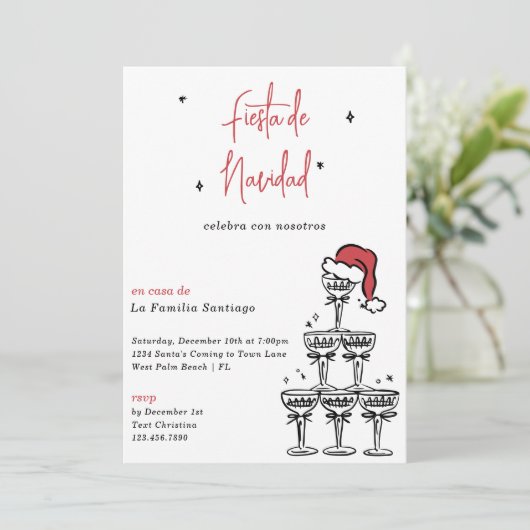 Spaans Fiesta de Navidad Kerstfeest Kaart (Staand voorkant)