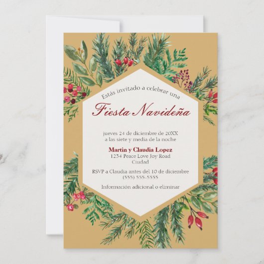 Spaans Fiesta Navideña Classy Chic Schattigee Kers Kaart (Voorkant)