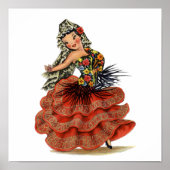Spaans Flamenco Dancer traditionele kleding Poster (Voorkant)