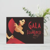 Spaans flamenco danser met ventilator, zwart en ro kaart (Staand voorkant)