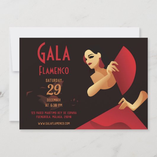 Spaans flamenco danser met ventilator, zwart en ro kaart (Achterkant)