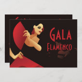 Spaans flamenco danser met ventilator, zwart en ro kaart (Voorkant / Achterkant)