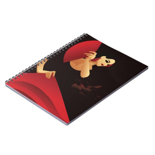 Spaans flamenco danser met ventilator, zwart en ro notitieboek (Linkerzijde)