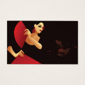 Spaans flamenco danser met ventilator, zwart en ro visitekaartje (Voorkant)