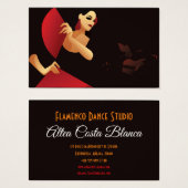 Spaans flamenco danser met ventilator, zwart en ro visitekaartje (Voorkant /achterkant)