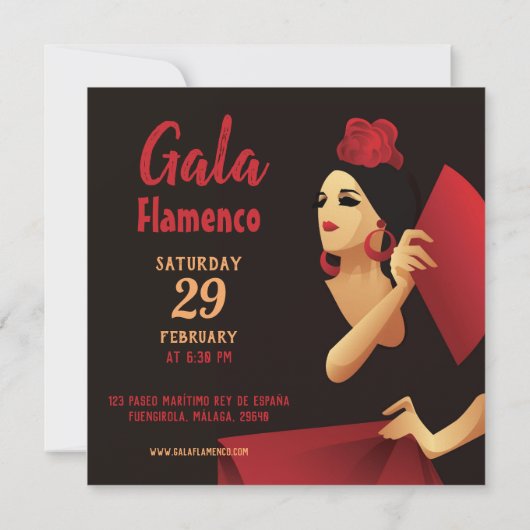 Spaans flamenco danser met ventilator zwart en roo kaart (Achterkant)