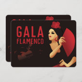 Spaans flamenco danser met ventilator zwart en roo kaart (Voorkant / Achterkant)