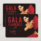 Spaans flamenco danser met ventilator zwart en roo kaart (Voorkant / Achterkant)