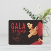 Spaans flamenco danser met ventilator zwart en roo kaart (Staand voorkant)