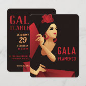 Spaans flamenco danser met ventilator zwart en roo kaart (Voorkant / Achterkant)