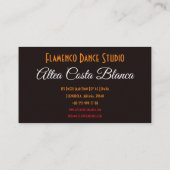 Spaans flamenco danser met ventilator zwart en roo visitekaartje (Achterkant)