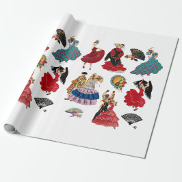  Spaans Flamenco Danser vrouwen fans kunst Cadeaupapier