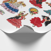  Spaans Flamenco Danser vrouwen fans kunst Cadeaupapier (Hoek)