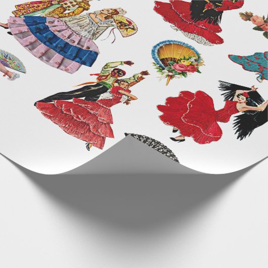  Spaans Flamenco Danser vrouwen fans kunst Cadeaupapier (Hoek)