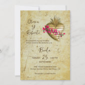 Spaans, Floral Milagro Hart Mexicaanse bruiloft Kaart (Voorkant)