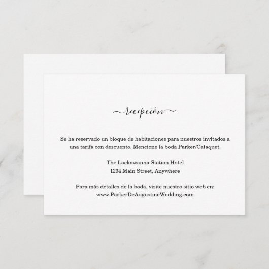 Spaans formulier voor het opnemen van informatie informatiekaartje (Voorkant / Achterkant)