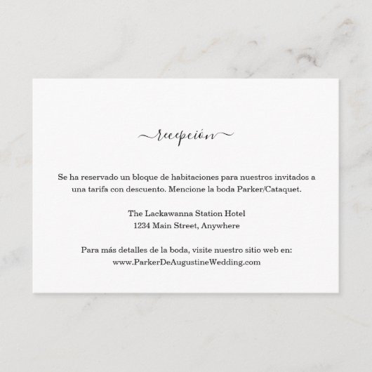 Spaans formulier voor het opnemen van informatie informatiekaartje (Voorkant)