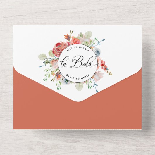 Spaans, foto, koraalperwentelingscheur van RSVP All In One Uitnodiging (Achterkant)