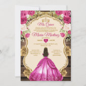 Spaans Fuchsia Roze Bloemen Hout Mis Quince Kaart (Voorkant)