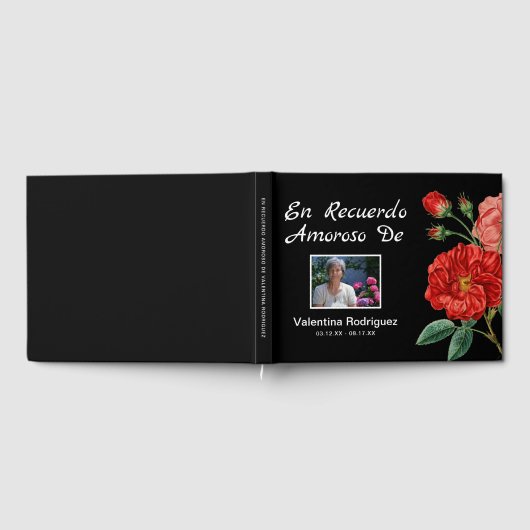 Spaans Funeral Memorial Keepomwille | Rode bloemen Gastenboek (Volledig)