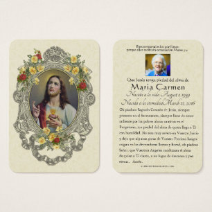 Spaans Funeral Sacred Heart Jesus Heilige Prayer Visitekaartje