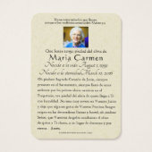 Spaans Funeral Sacred Heart Jesus Heilige Prayer Visitekaartje (Achterkant)